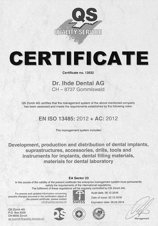 ISO Zertifikat - Dr. IHDE
